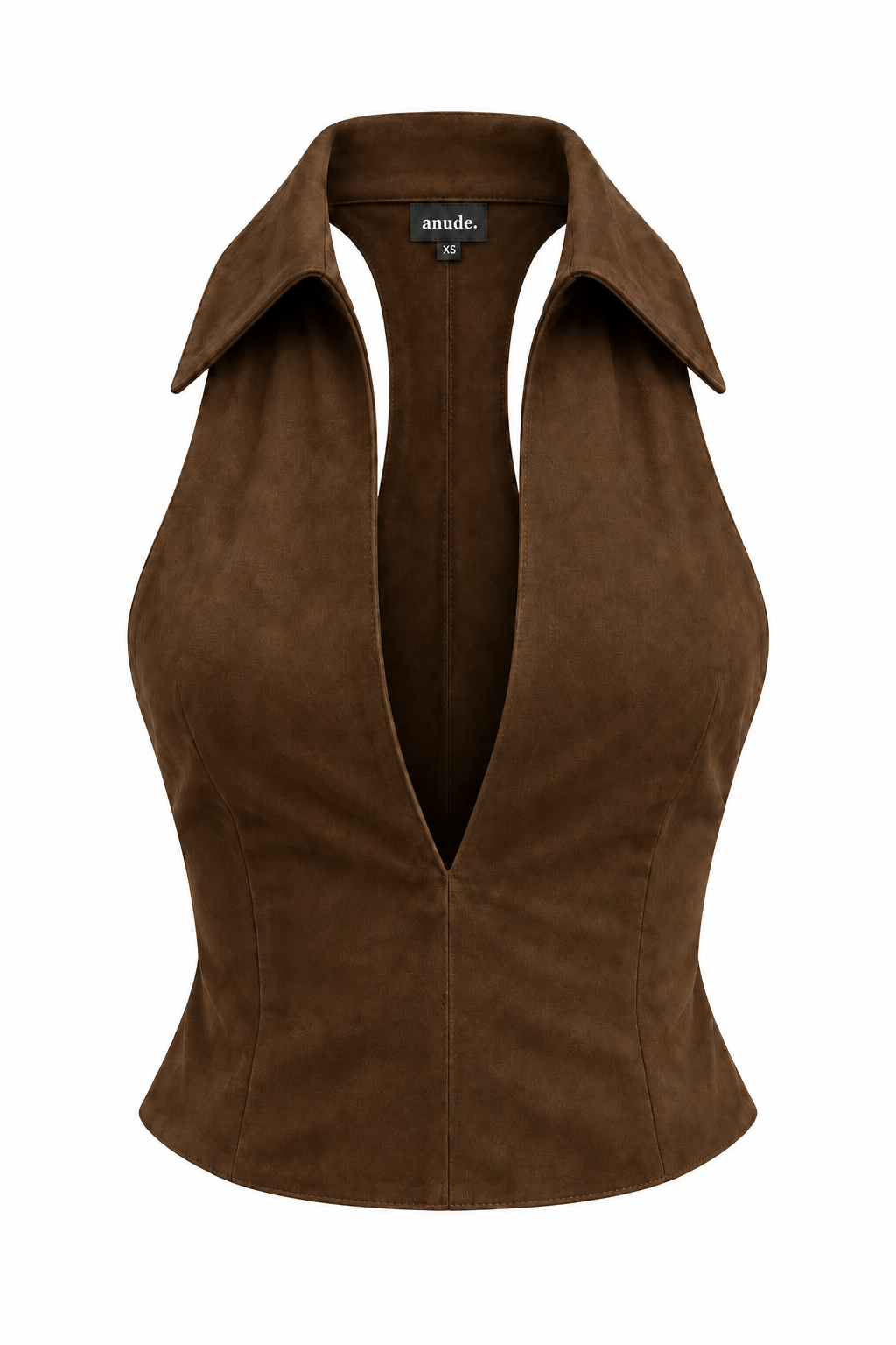 Chocolate Faux Suede Halter Top