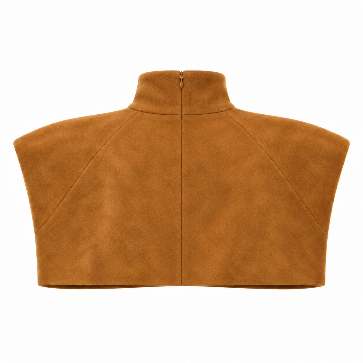 Camel faux-suede cropped capelet back view