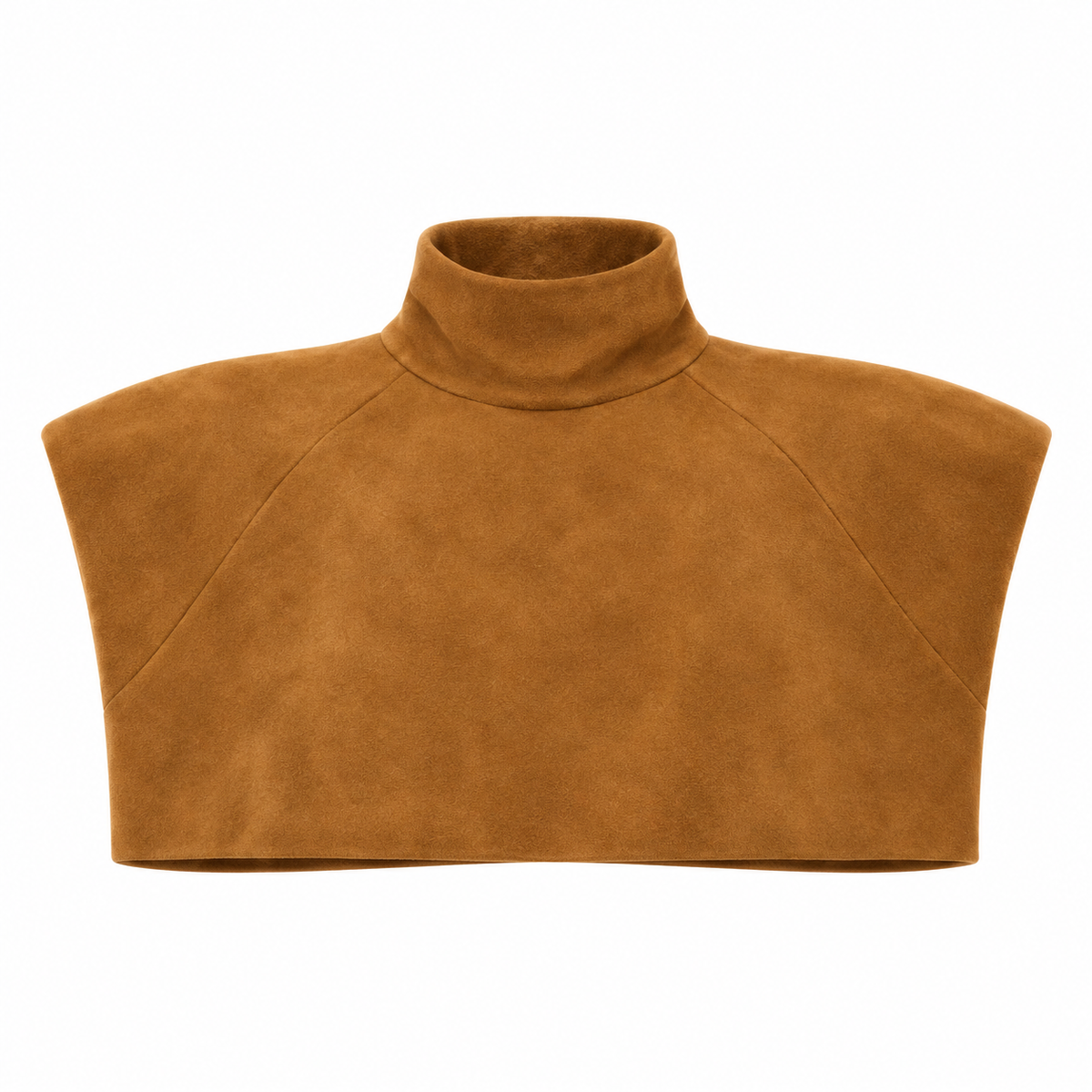 Camel faux-suede cropped capelet front view