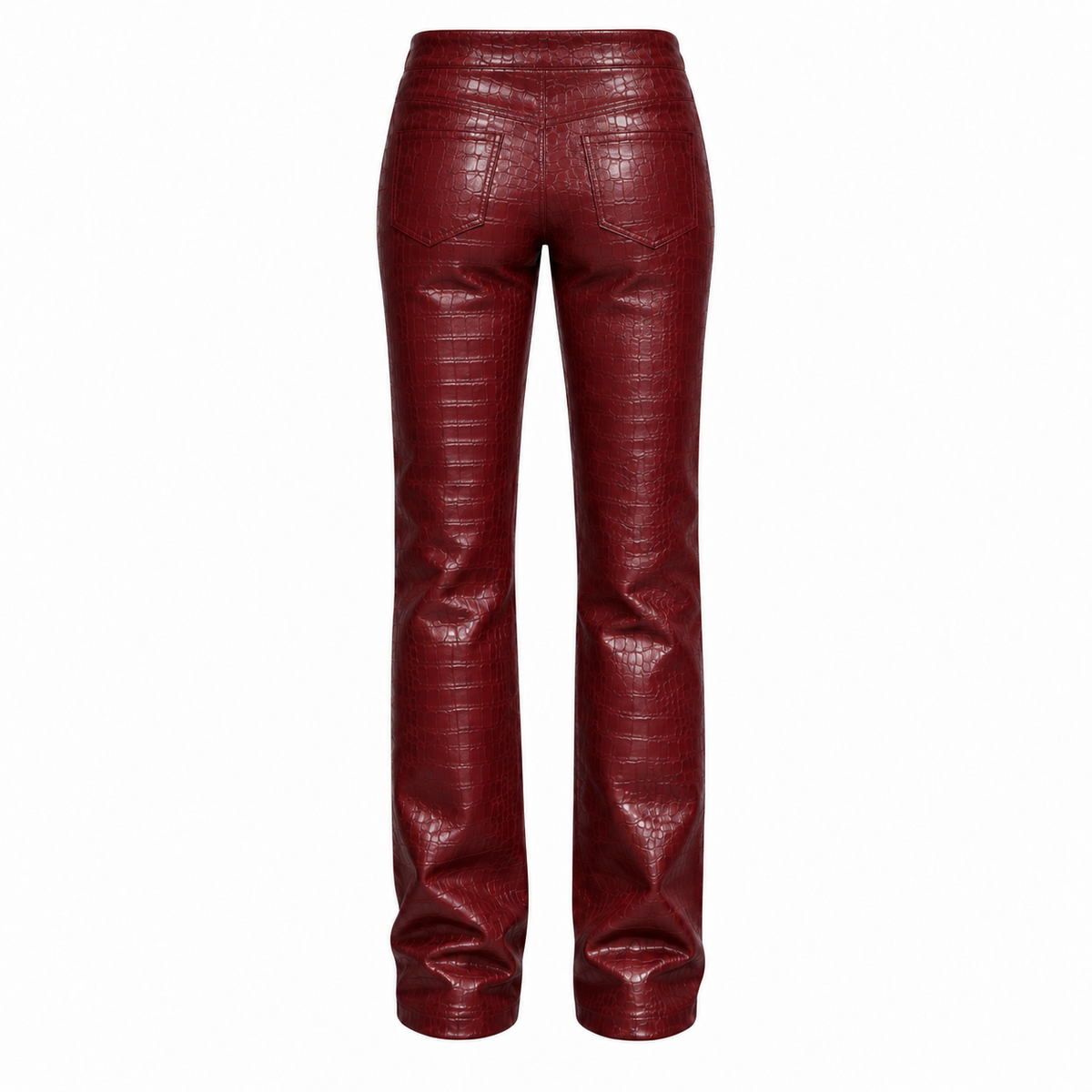 Oxblood croc-effect trousers back view