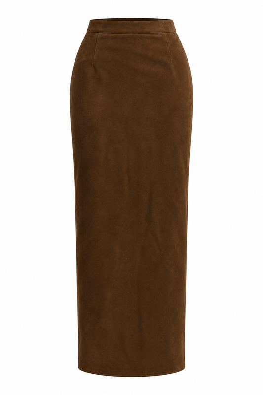 Chocolate Faux Suede Maxi Skirt